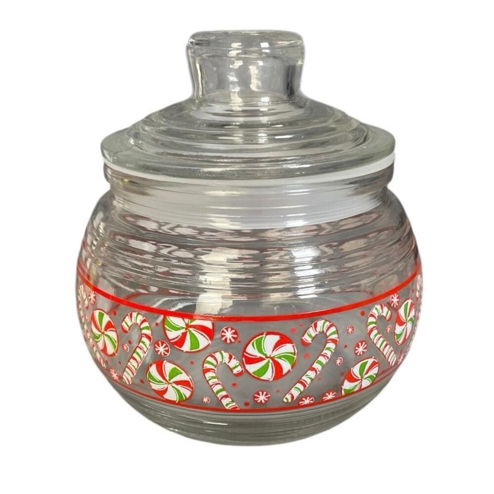 Vintage KIG Indonesia Christmas Themed Apothecary Candy Jar